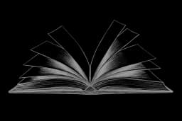 Pen-line sketch of fanned book pages